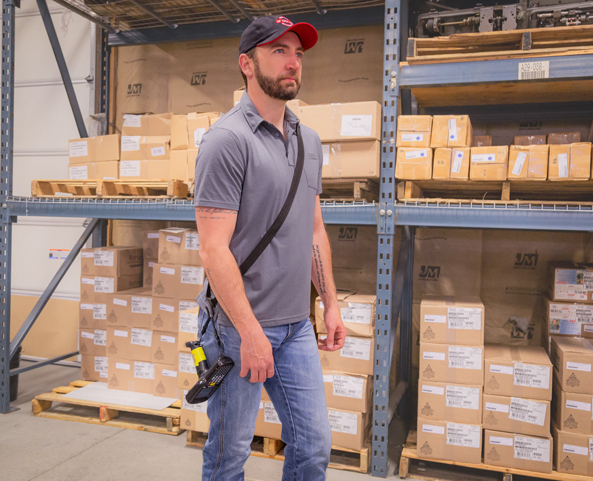 Scanner Hook Strap keeps barcode scanners conveniently available at the hip.