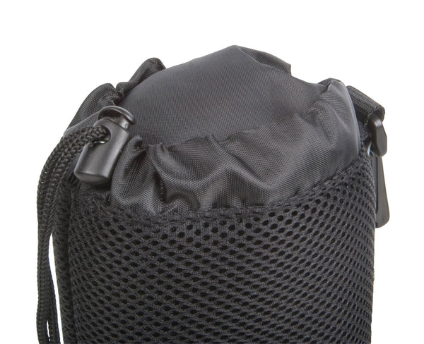 The drawstring closure and padded dust flap protect expensive lenses