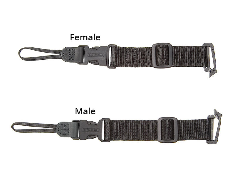 Reporter/Backpack Connector™ attaches to any 1" wide webbing or seamed area commonly found on a camera strap