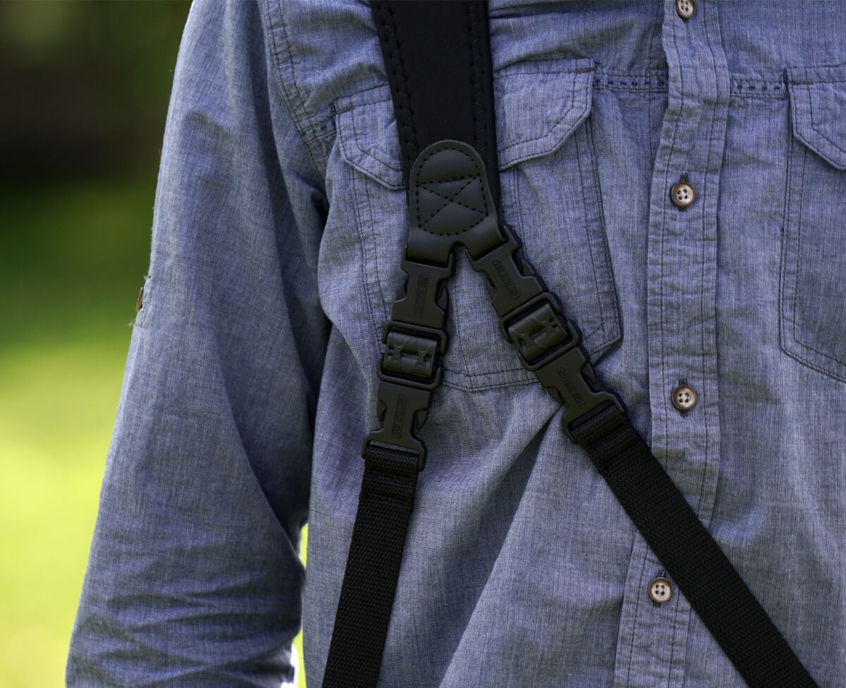 Use two sets of Gender Changers™ for multi-camera straps like the Utility Sling-Duo