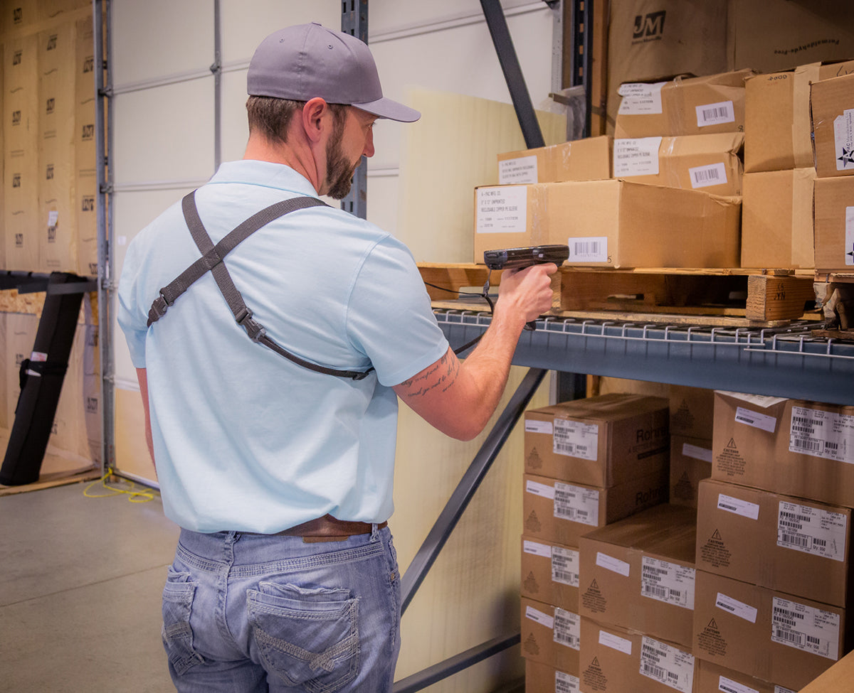 Scanner Harness glides freely up and down the sling.